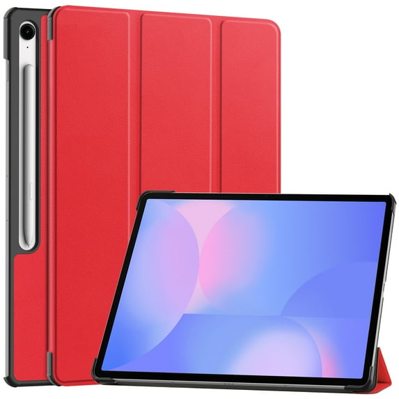 ELEHOLD Case for Samsung Galaxy Tab S10 FE+, PU Leather Folio Case with Kickstand & Auto Sleep/Wake, Slim Lightweight Protective Cover,Red