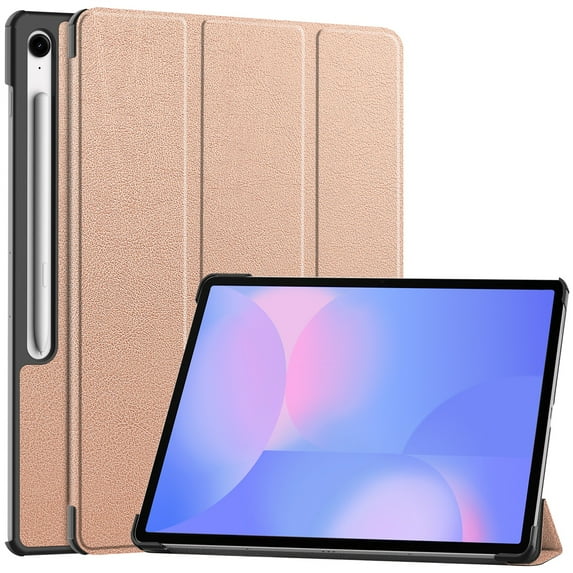ELEHOLD Case for Samsung Galaxy Tab S10 FE+, PU Leather Folio Case with Kickstand & Auto Sleep/Wake, Slim Lightweight Protective Cover,Rosegold