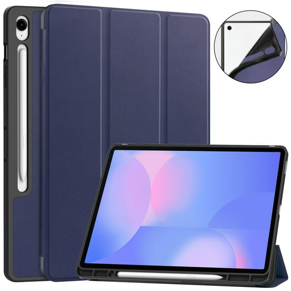 ELEHOLD Case for Samsung Galaxy Tab S10 FE+, Slim Stand Protective Case with S Pen Holder, Auto Sleep/Wake PU Leather Folio Cover,Darkblue