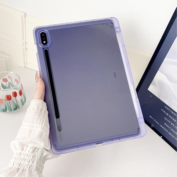 ELEHOLD Case for Samsung Galaxy Tab S8, Shockproof Durable TPU Protective Case with Pen Slot,Purple