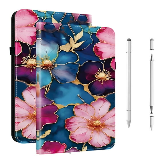 ELEHOLD Case for Samsung Galaxy Tab S9 FE, Shockproof Leather Case with 3-in-1 Stylus Pen, Adjustable Stand,D