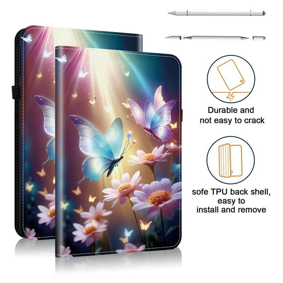 ELEHOLD Case for Samsung Galaxy Tab S9 FE, Shockproof PU Leather Flip Case with Card Slots and Stand, 3-in-1 Stylus Included,E