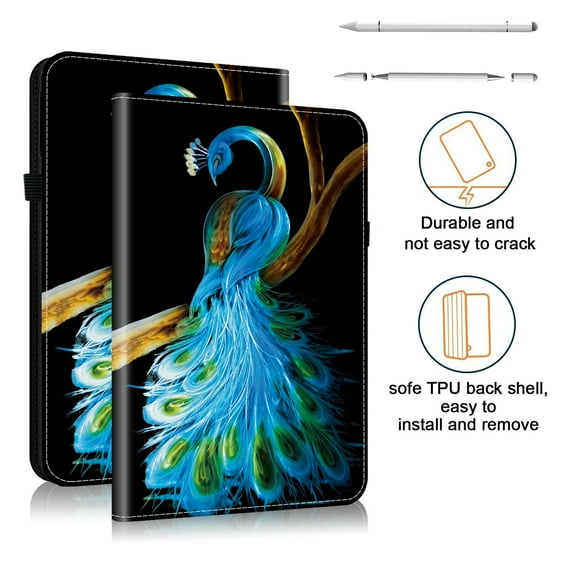 ELEHOLD Case for Samsung Galaxy Tab S9 FE, Shockproof PU Leather Flip Case with Card Slots and Stand, 3-in-1 Stylus Included,H