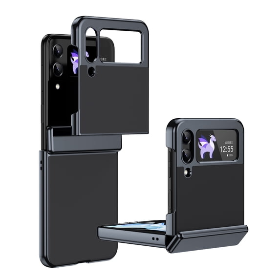 ELEHOLD Case for Samsung Galaxy Z Flip 3, Shockproof Hard PC Frosted Back Case with Hinge Protection & Built-in Screen Protector,Black