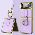 thumbnail image 1 of ELEHOLD Case for Samsung Galaxy Z Flip 4, Electroplated Ring Stand Case with Shoulder Strap, Built-in Screen Protector,Purple, 1 of 10