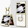 thumbnail image 1 of ELEHOLD Case for Samsung Galaxy Z Flip 5, Electroplated Ring Stand Case with Shoulder Strap, Built-in Screen Protector,White, 1 of 10