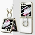 thumbnail image 1 of ELEHOLD Case for Samsung Galaxy Z Flip 6, Electroplated Ring Stand Case with Shoulder Strap, Built-in Screen Protector,White, 1 of 10