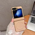 thumbnail image 1 of ELEHOLD Case for Samsung Galaxy Z Flip 6/Flip 7 FE, Luxury Shockproof Magnetic Leather Phone Case, Wireless Charging Compatible,Khaki, 1 of 7