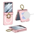 thumbnail image 1 of ELEHOLD Case for Samsung Galaxy Z Flip 6, Magnetic Ring Stand Phone Case Built-in Screen Protector, Hinge Protection Cover,Pink, 1 of 7