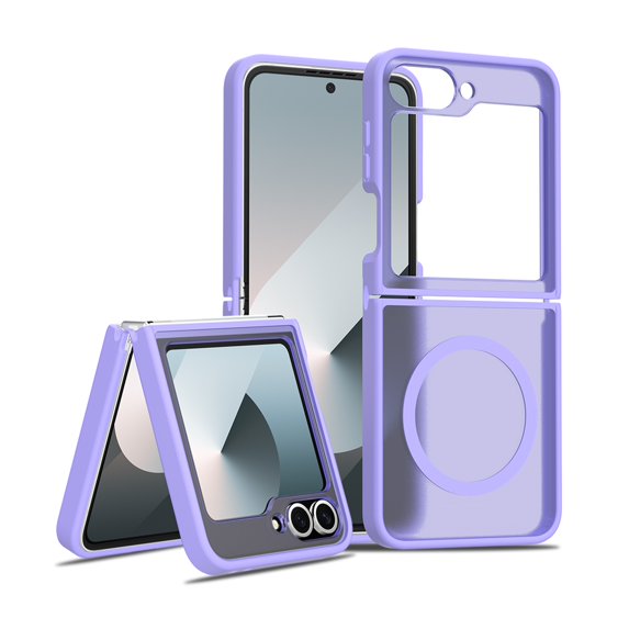 ELEHOLD Case for Samsung Galaxy Z Flip 6, Shockproof Magnetic Skin-Feel Case,Compatible with Wireless Charging,Purple