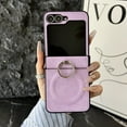 thumbnail image 1 of ELEHOLD Case for Samsung Galaxy Z Flip 6, Shockproof Magnetic Waxed Leather Phone Case with Built-in Ring Stand, Wireless Charging Compatible,Purple, 1 of 11