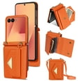 thumbnail image 1 of ELEHOLD Case for Samsung Galaxy Z Flip 7, Functional Leather Wallet Phone Case with Shoulder Strap & Card Slots,Orange, 1 of 6