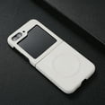 thumbnail image 1 of ELEHOLD Case for Samsung Galaxy Z Flip 7, Premium TPU & Faux Magnetic Leather Phone Case with Screen Protector,White, 1 of 4