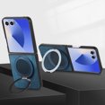 thumbnail image 1 of ELEHOLD Case for Samsung Galaxy Z Flip 7, Shockproof Leather Phone Case with Ring Stand, Raised Edge Protection and Car Mount Compatibility,Blue, 1 of 10