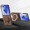 thumbnail image 1 of ELEHOLD Case for Samsung Galaxy Z Flip 7, Shockproof Leather Phone Case with Ring Stand, Raised Edge Protection and Car Mount Compatibility,Brown, 1 of 10