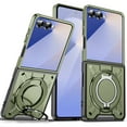 thumbnail image 1 of ELEHOLD Case for Samsung Galaxy Z Flip 7, Shockproof Magnetic Case with 360° Rotating Kickstand, Full Body Drop Protection Cover,Armygreen, 1 of 8