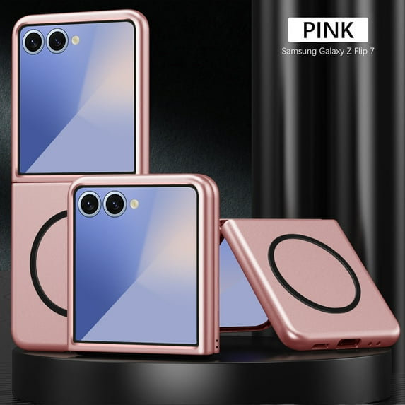 ELEHOLD Case for Samsung Galaxy Z Flip 7, Shockproof Magnetic Phone Case, Wireless Charging Support,Pink