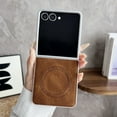thumbnail image 1 of ELEHOLD Case for Samsung Galaxy Z Flip 7, Shockproof Magnetic Rigid Plastic Phone Case, Wireless Charging,Brown, 1 of 7