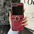 thumbnail image 1 of ELEHOLD Case for Samsung Galaxy Z Flip 7, Shockproof Magnetic Waxed Leather Phone Case with Built-in Ring Stand, Wireless Charging Compatible,Red, 1 of 11