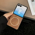 thumbnail image 1 of ELEHOLD Case for Samsung Galaxy Z Flip 7, Slim Shockproof Magnetic Leather Phone Case Hybrid Cover, Wireless Charging Compatible,Brown, 1 of 6