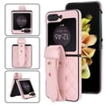 thumbnail image 1 of ELEHOLD Case for Samsung Galaxy Z Flip7, Adjustable Wrist Strap Leather Phone Case with Camera Protection,Pink, 1 of 8
