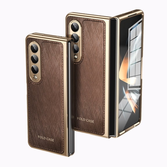 ELEHOLD Case for Samsung Galaxy Z Fold 3, Premium Shockproof Lens Protection Phone Case with Screen Protector,Brown