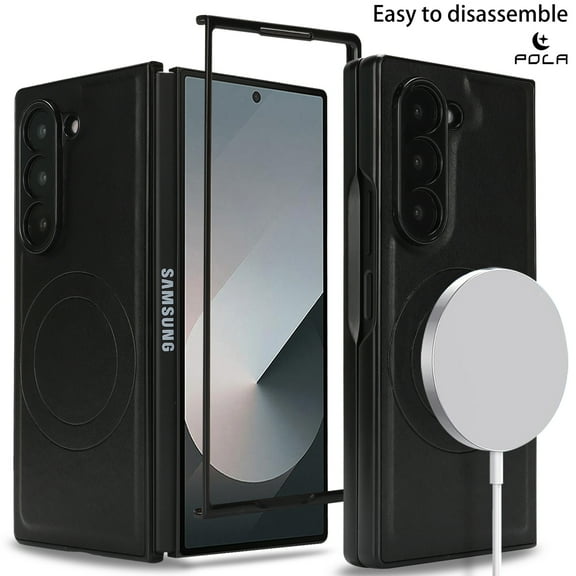 ELEHOLD Case for Samsung Galaxy Z Fold 4, Shockproof Magnetic Case Hard PC Slim Phone Cover,Black