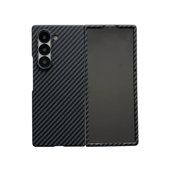 ELEHOLD Case for Samsung Galaxy Z Fold 5, Rugged Magnetic Carbon Fiber Texture Case with Built-in Screen Protector,Black