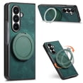 thumbnail image 1 of ELEHOLD Case for Samsung Galaxy Z Fold 5, Shockproof Leather Phone Case with Ring Stand, Raised Edge Protection and Car Mount Compatibility,Green, 1 of 11