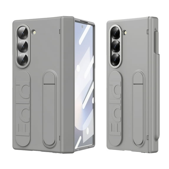 ELEHOLD Case for Samsung Galaxy Z Fold 6, Anti-Drop Thin Hinge Protection Screen Protector Case with Strap & Kickstand,Gray
