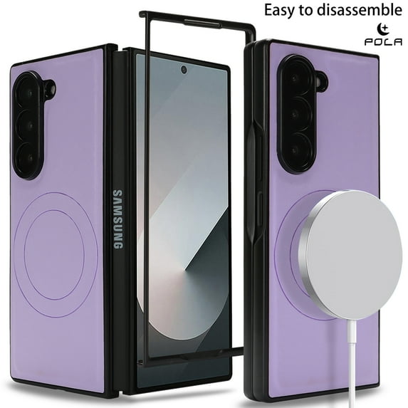 ELEHOLD Case for Samsung Galaxy Z Fold 6, Shockproof Magnetic Case Hard PC Slim Phone Cover,Purple