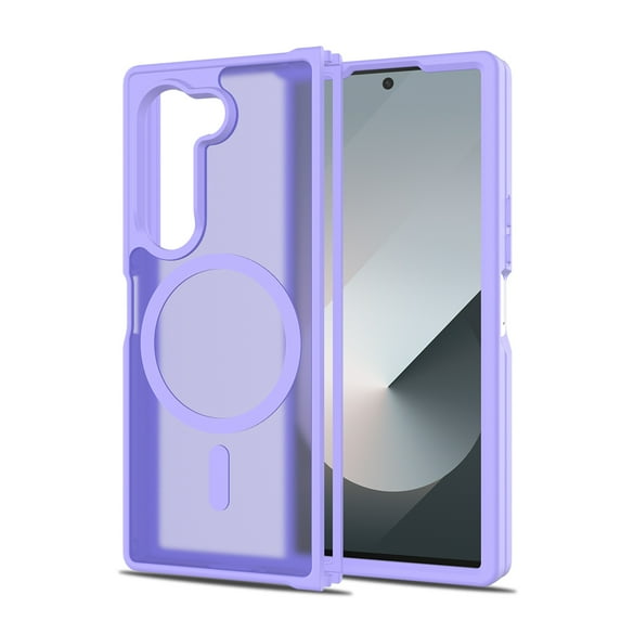 ELEHOLD Case for Samsung Galaxy Z Fold 6, Shockproof Magnetic Skin-Feel Case,Compatible with Wireless Charging,Purple