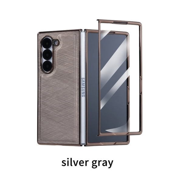 ELEHOLD Case for Samsung Galaxy Z Fold 6, Slim & Durable Shockproof Rigid Plastic Phone Case Built-in Screen Protector,Gray