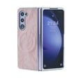 thumbnail image 1 of ELEHOLD Case for Samsung Galaxy Z Fold 7, Magnetic Leather Hinge Protection Phone Case, Wireless Charging Compatible,Pink, 1 of 10