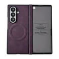 thumbnail image 1 of ELEHOLD Case for Samsung Galaxy Z Fold 7, Magnetic Premium Leather Case, Hinge Protection Cover with Screen Protector,Purple, 1 of 13