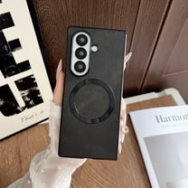 ELEHOLD Case for Samsung Galaxy Z Fold 7, Magnetic Shockproof Leather Phone Case, Wireless Charging Support,Black