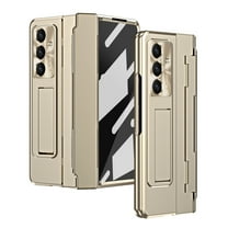 ELEHOLD Case for Samsung Galaxy Z Fold 7, Shockproof Hinge Protection Phone Case with Stand and Screen Protector,Gold