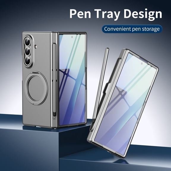 ELEHOLD Case for Samsung Galaxy Z Fold 7, Shockproof Kickstand Case Built-In Screen Protector and Stylus,Gray