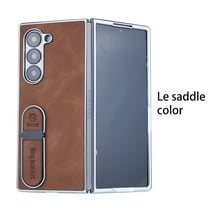 ELEHOLD Case for Samsung Galaxy Z Fold 7, Shockproof Leather Phone Case with Built-in Stand, Raised Edge Camera Protection,Brown