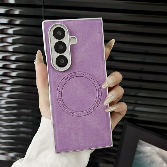 ELEHOLD Case for Samsung Galaxy Z Fold 7, Shockproof Magnetic Rigid Plastic Phone Case, Wireless Charging,Purple