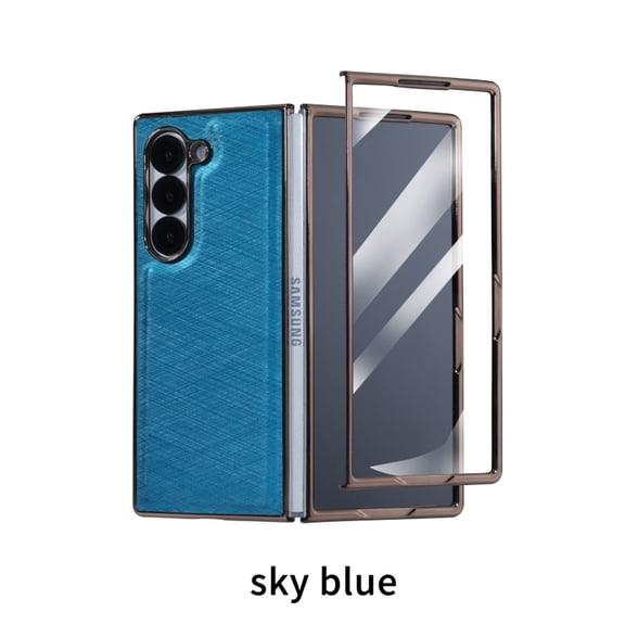 ELEHOLD Case for Samsung Galaxy Z Fold 7, Slim & Durable Shockproof Rigid Plastic Phone Case Built-in Screen Protector,Skyblue