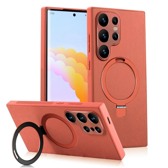ELEHOLD Case for Samsung S24 Plus,Ultra Slim Shockproof Camera Protection Case Magnetic Phone Cover Support Wireless Charging,Orange