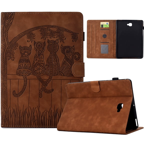 ELEHOLD Case for Samsung Tab A 10.1 (2016), Slim PU Leather Case with Card Holder Folio Stand Cover Compatible with Samsung Tab A 10.1 (2016),Brown