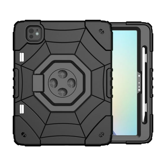 ELEHOLD Case for iPad 10.2 2021/2020/2019, Spider Web Pattern Heavy Duty Shockproof Rugged Case with Stand,Black