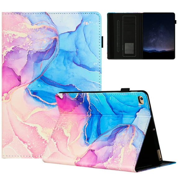 ELEHOLD Case for iPad 6th Generation, Lightweight PU Leather Stand Wallet Case with Card Slots & Hand Strap,Flip Stand Cover with Auto Wake/Sleep,B