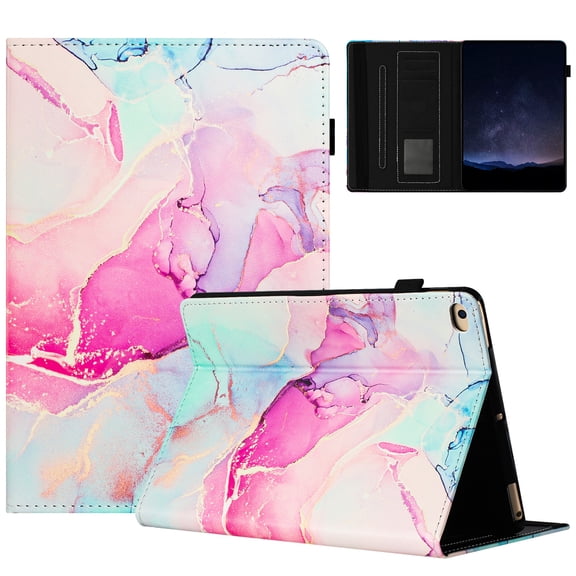 ELEHOLD Case for iPad 6th Generation, Lightweight PU Leather Stand Wallet Case with Card Slots & Hand Strap,Flip Stand Cover with Auto Wake/Sleep,F