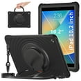thumbnail image 1 of ELEHOLD Case for iPad 9th/8th/7th Generation, Portable Hybrid Shockproof iPad Case with Pencil Holder & Hanging Ring Handle Rotatable Kickstand,Black, 1 of 10