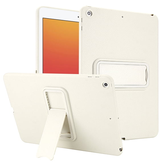 ELEHOLD Case for iPad 9th/8th/7th Generation, Shockproof Dual-Layer PU Leather Hybrid Case with Built-in Kickstand, White