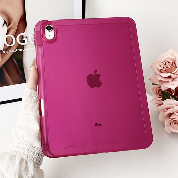 ELEHOLD Case for iPad 9th/8th/7th Generation, Shockproof Durable TPU Protective Case with Pen Slot,Rose
