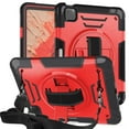 thumbnail image 1 of ELEHOLD Case for iPad Pro 11 2024, Shockproof Case with 360°Rotating Adjustable Shoulder Hand Strap & Stand,Red, 1 of 8